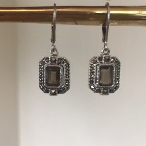 Sterling silver, smoky quartz earrings